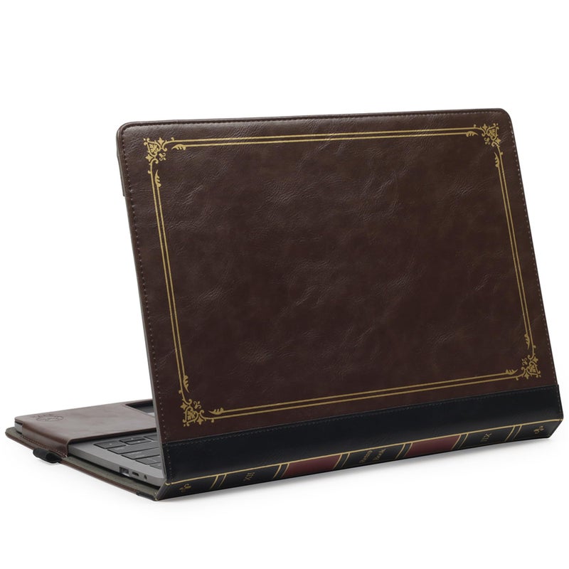 TT TYTX TYTX Compatible with MacBook Pro Case 13 Inch, PU Leather MacBook Case fits for Model M2, 2024, 2023, 2022-2016 A2338 M1 A2251 A2289 A2159 A1989 A1708 A1706, Laptop Cover with Pen Holder, Brown - Image 1
